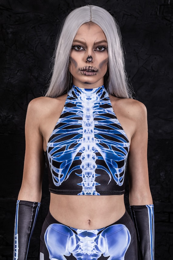 Glow In The Dark Skeleton Costume Woman Skeleton Leggings Etsy