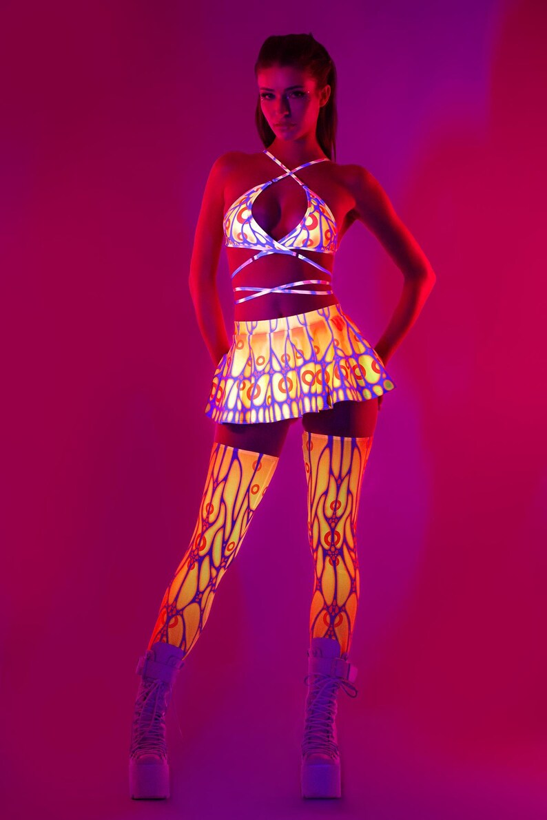 UV Reflective Top, Party Top Woman, Rave Outfit, Rave Mesh Top ...