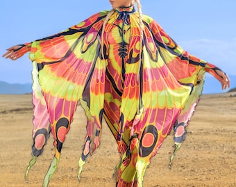 Ali psichedeliche fluide, ali da rave, abbigliamento da festival per donna, ali da kimono per donna, accessori da festival per donna, accessori da rave