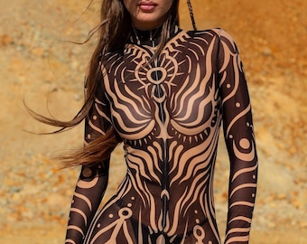 Mesh Festival Party Costume, Burning Man Clothing, Rave Bodysuit Woman, Sexy Mesh Costume Woman, Rave Outfit Woman, Festival Costume Women