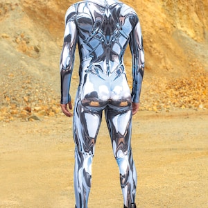 Cyberpunk Robot Bodysuit Men, Burning Man Costume For Men, Festival Outfit, Futuristic Clothing, Rave Costume Men, Cyber Festival Catsuit image 4