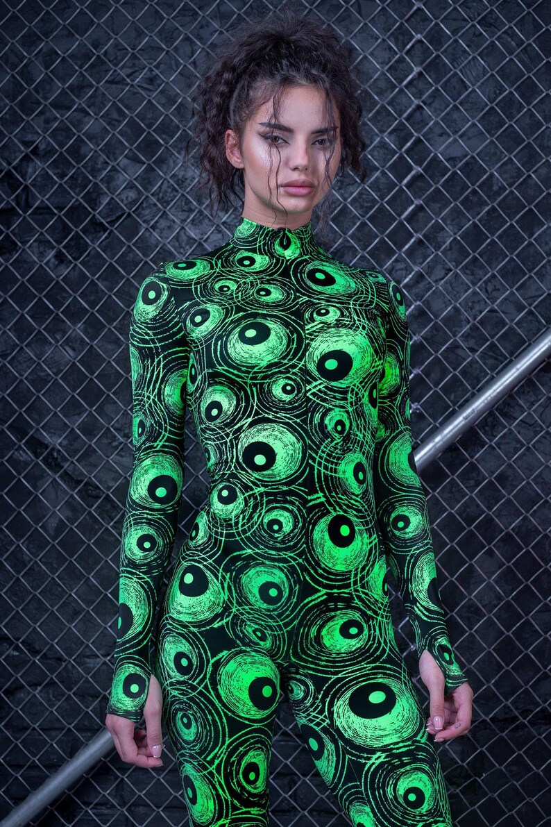 Neon Costume Uv Black Light Reactive Costume Green Neon Costume Rave