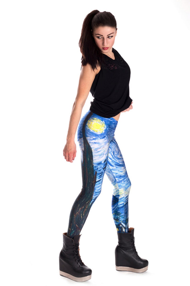 Tie Dye Leggings Blue Leggings Wearable Art Cloud Leggings Etsy