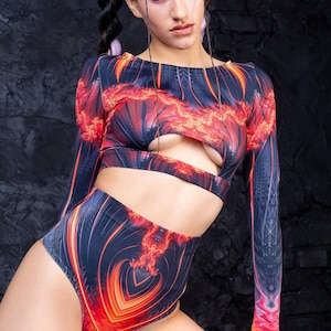 Festival Top Women, Burning Man Set, Sexy Rave Top, Festival Top, Rave Set, Rave Top, Rave Outfit, Psychedelic Top, Sexy Rave Crop Top