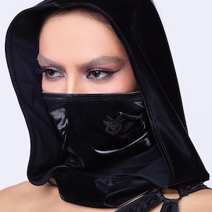 Festival Black Hood, Burning Man Clothing, Rave Party Unique Hood, Festival Outfit, Rave Accessories, Rave Oversize Hood, Rave Outfit Women
