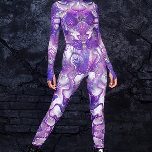 Pole Dance Costume, Festival Outfit, Sexy Psychedelic Bodysuit, Psychedelic Clothing, Rave Wear, Burning Man Clothing Woman, Rave Outfit
