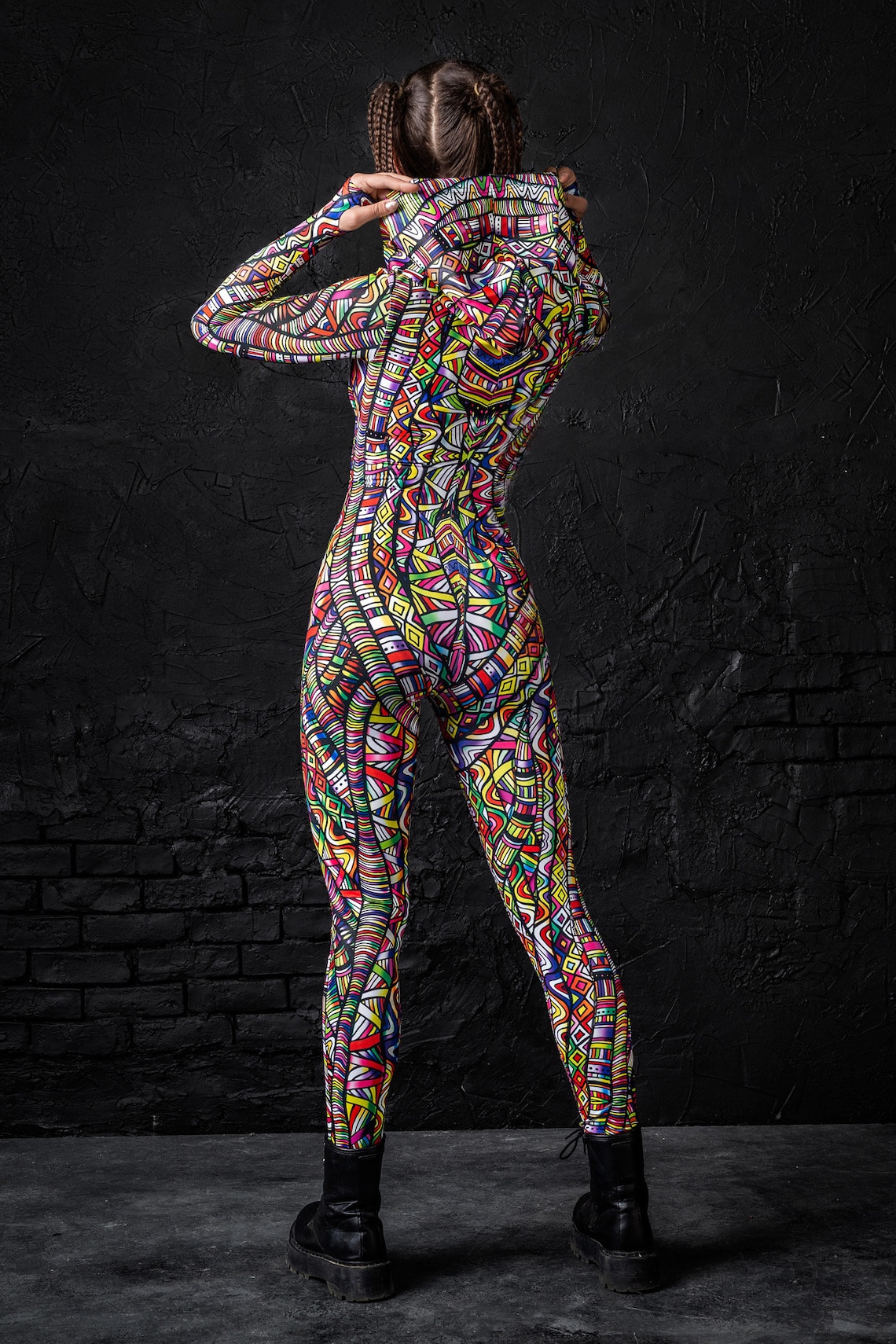 Burning Man Costume Women Psychedelic Bodysuit Burning Man Etsy