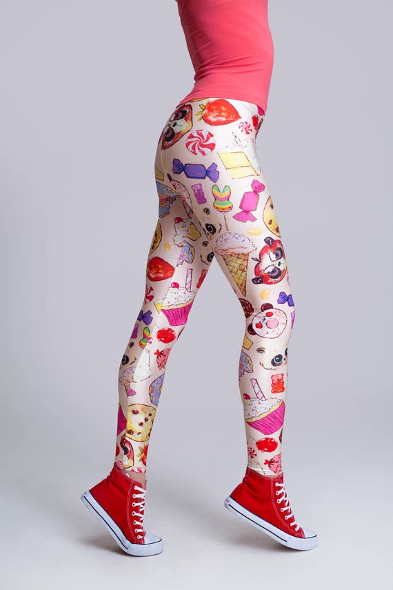 Womens Workout Leggings Happy Watermelon Festival Red Yoga Pants Coloured Jogging Leggings