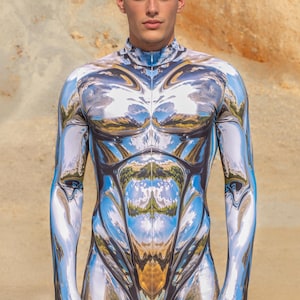 Festival Cyberpunk Costume Men, Robot Bodysuit For Men, Burning Man Outfit, Futuristic Clothing, Rave Costume Men, Cyber Festival Catsuit