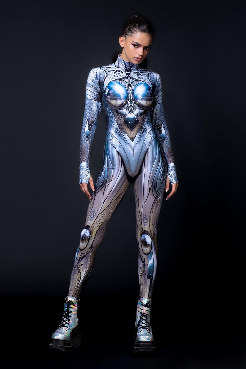 Armor Costume Woman, Halloween Costume Women, Superhero Costume Woman, Cosplay Halloween Costumes, Unique Halloween Outfit, Cyberpunk Wear image 3