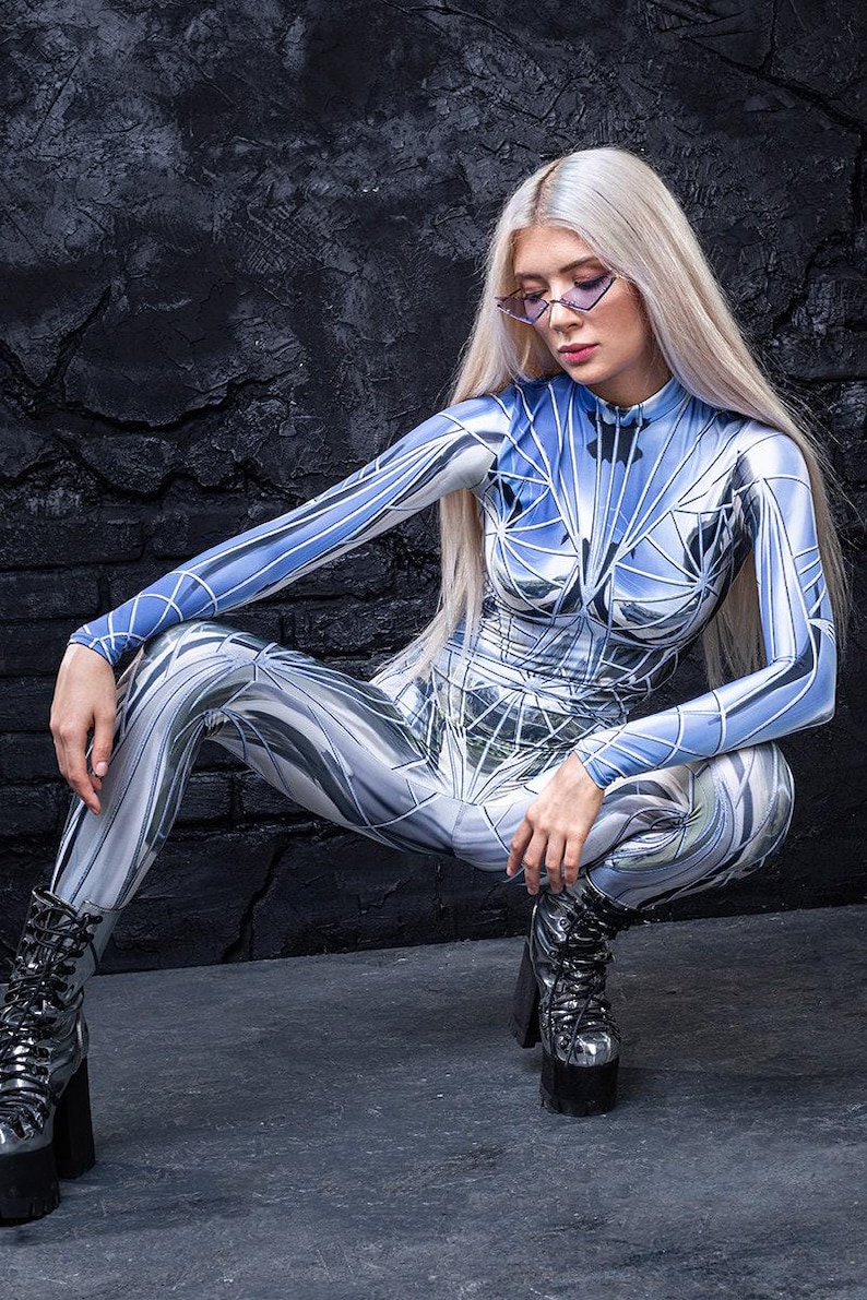 Festival Costumes For Women, Futuristic Clothing, Rave Costume For Women, Festival Costumes Women, Womens Rave Bodysuit, Rave Bodysuit Women image 4