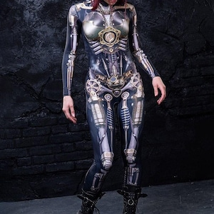 Festival Costumes Woman, Steampunk Clothing, Steampunk Costume Woman, Robot Bodysuit, Adult Cyber Unique Costume, Cosplay Costume Woman