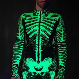 Costume verde neon, costume reattivo alla luce UV, costume cyber, costumi coordinati, costumi di Halloween per uomo, costume di Halloween per uomo, BADINKA