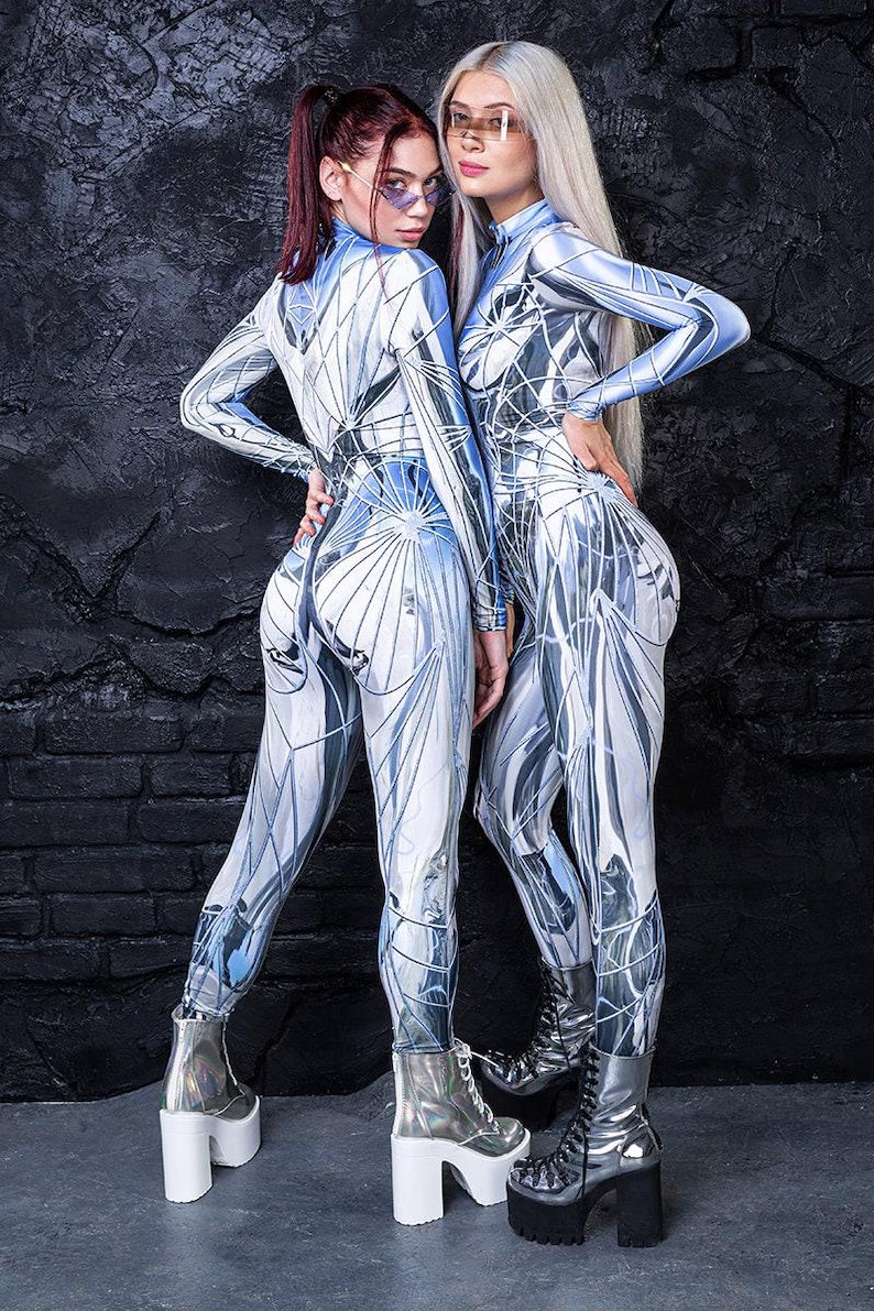 Festival Costumes For Women, Futuristic Clothing, Rave Costume For Women, Festival Costumes Women, Womens Rave Bodysuit, Rave Bodysuit Women image 3