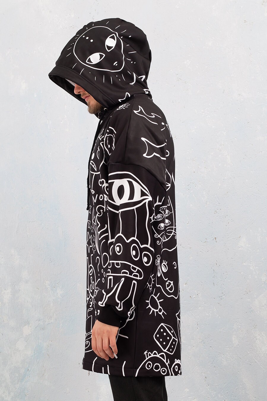 Cat Hippie Psychedelic Hoodie Dress