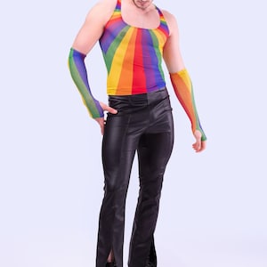 Pride Men Set, Rainbow Male Set, Festival Men Set, Mesh Rave Set, Colorful Pride Men Set, Rave Male Set, Pride Outfit, Transparent Pride Set