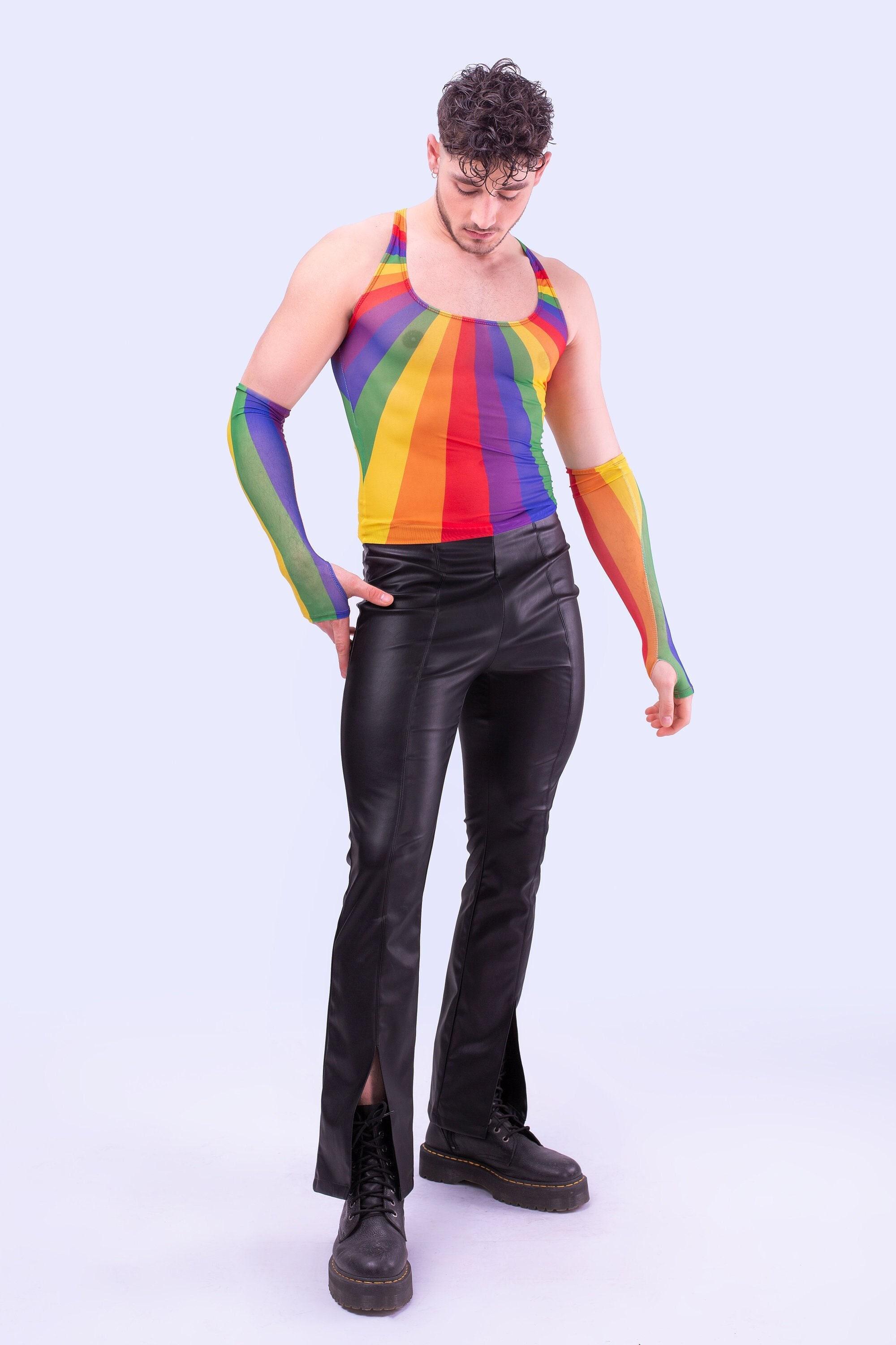 【みき】the fighting men's  ＆　RAINBOW Pride Men Set, Rainbow Male Set, Festival Men Set, Mesh Rave