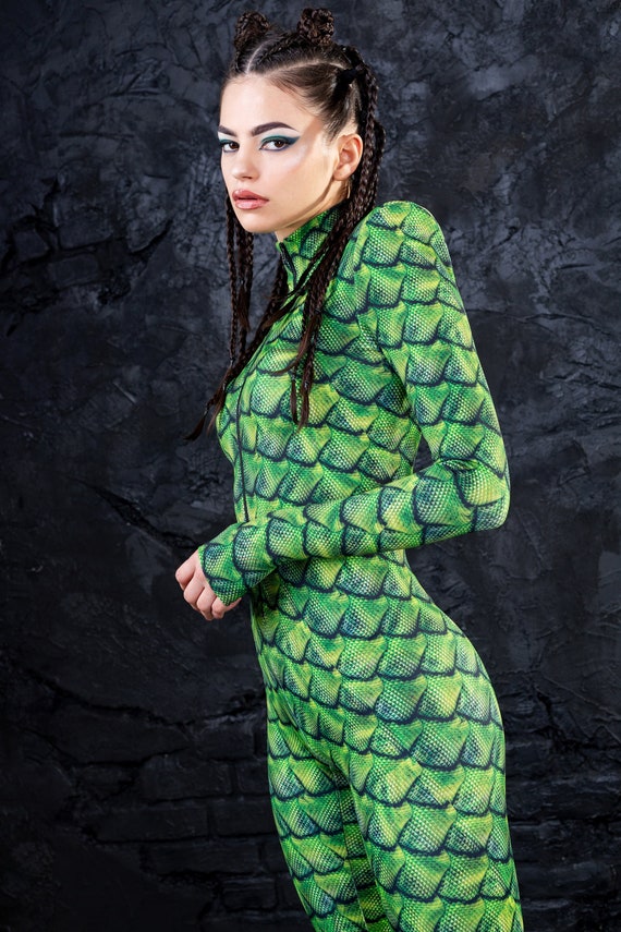 Basilisk Costume Women, Green Snake Costume, Sexy Snake Bodysuit