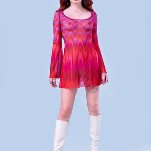Disco Sheer Mini Dress For Women, See Trough Festival Dress For Women, Womens Mesh Boho Dress, Sheer Hippie Dress, Transparent Dress Women
