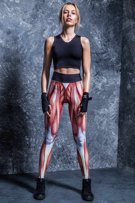 Muscle High Waisted Leggings Printed Leggings Women - Etsy