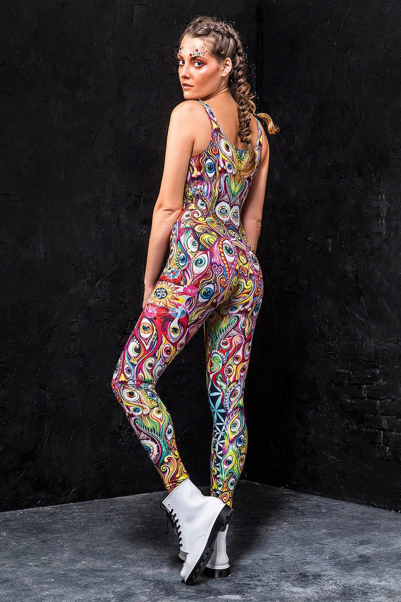 Psychedelic Clothing Festival Bodysuit Psychedelic Catsuit - Etsy UK