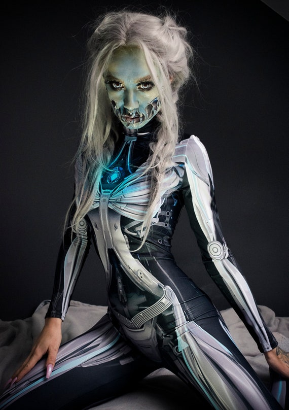 Sexy Cosplay Costume Women, Halloween Costume Women, Sexy Halloween Bodysuit,  Robot Halloween Catsuit, Festival Clothing, Cyberpunk Clothing 