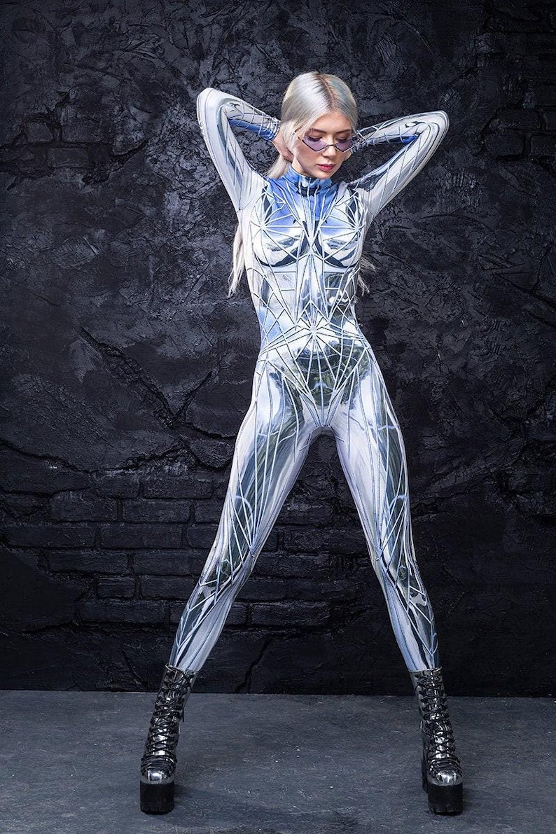 Festival Costumes For Women, Futuristic Clothing, Rave Costume For Women, Festival Costumes Women, Womens Rave Bodysuit, Rave Bodysuit Women image 2