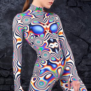Festival Clothing, Rave Clothing, Rave Outfit, Festival Outfit, Burning Man Costume, Psychedelic Costume, Sexy Bodysuit, Rave Bodysuit Woman