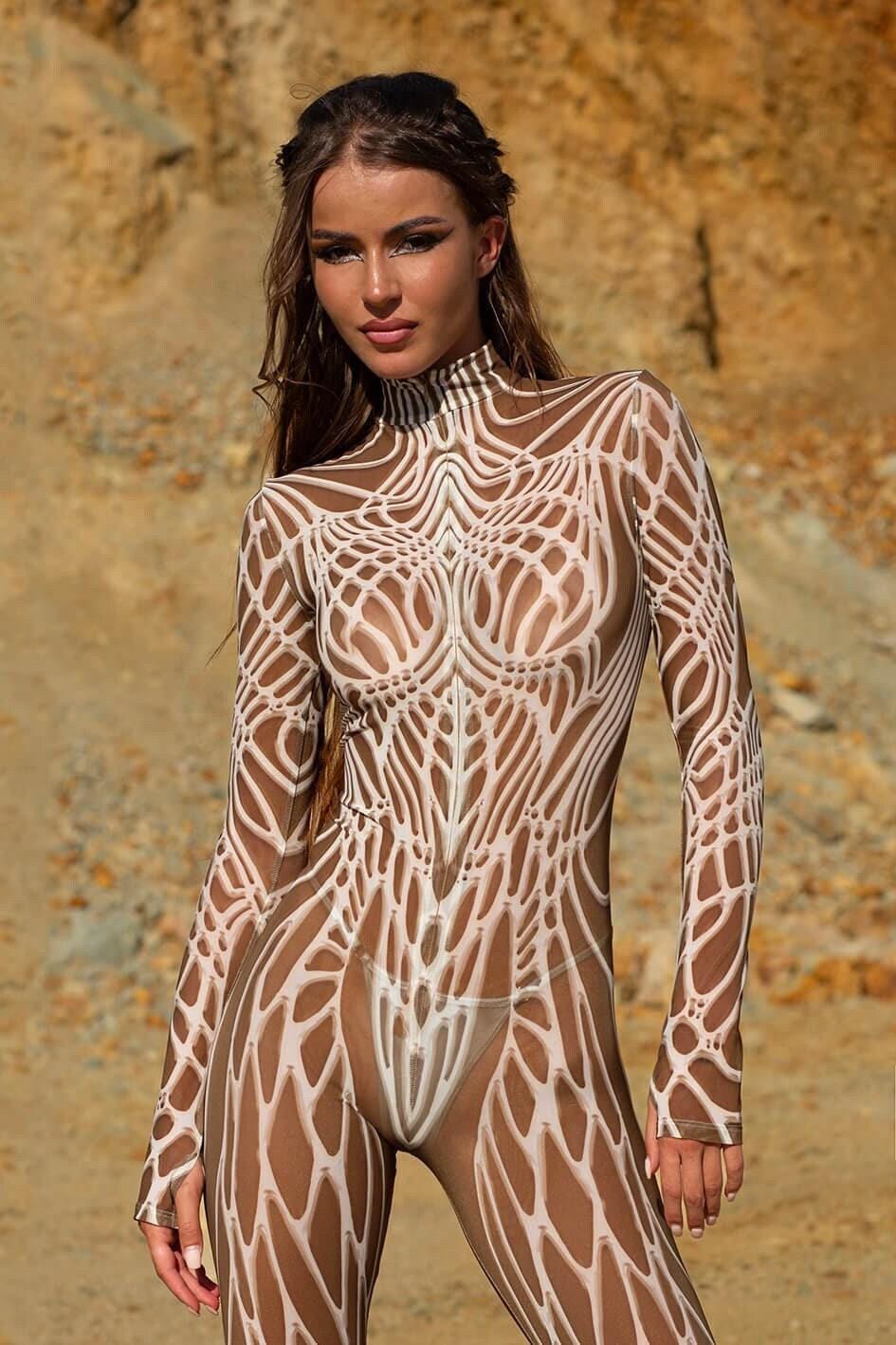 Mesh Festival Party Costume, Burning Man Bodysuit, Rave Bodysuit Woman, Trippy Mesh Costume, Festival Mesh Costume Women, Rave Outfit Woman