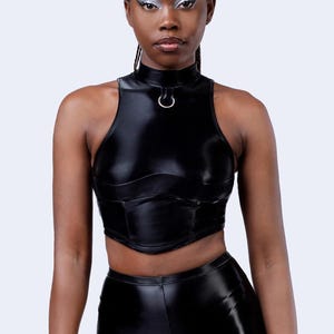 Fashion Disco Top, Techno Black Top, Rave Top Woman, Black Festival Top, Cyberpunk Top For Woman, Festival Outfit Woman, Techno Clothing
