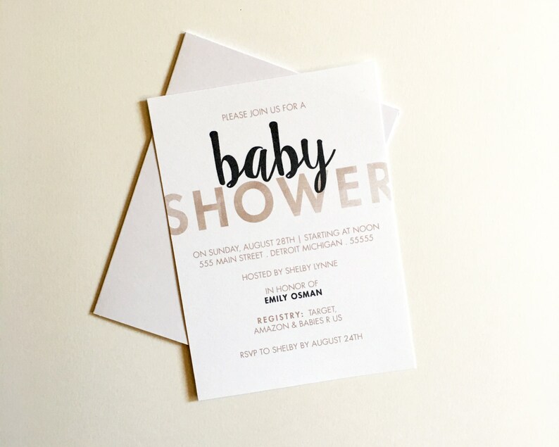 Watercolor Baby Shower Invites Modern Gender Neutral Simple Etsy