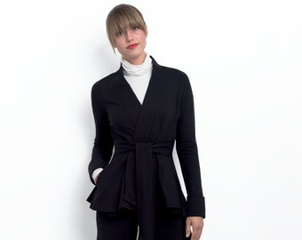 Analies peplum wrap jacket in bamboo and organic cotton french terry