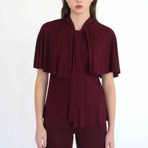 Jillian biased cut tunic top with cape detail and scarf tie collar image 3
