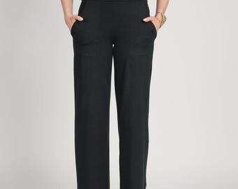 Carla Shaw heavy jersey black trouser pants with pockets