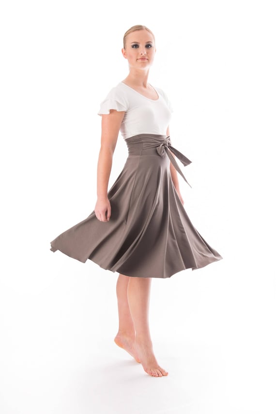 The Andrea Bamboo and Organic Cotton Jersey Midi Circle Skirt With