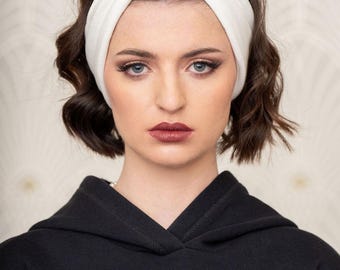 1940's style knotted headband made with fabric scraps