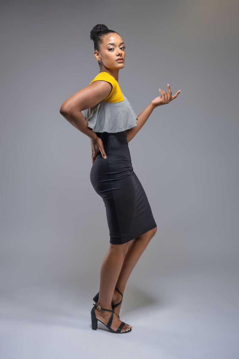 Fausta colorblock pencil dress with ruffle detail image 3