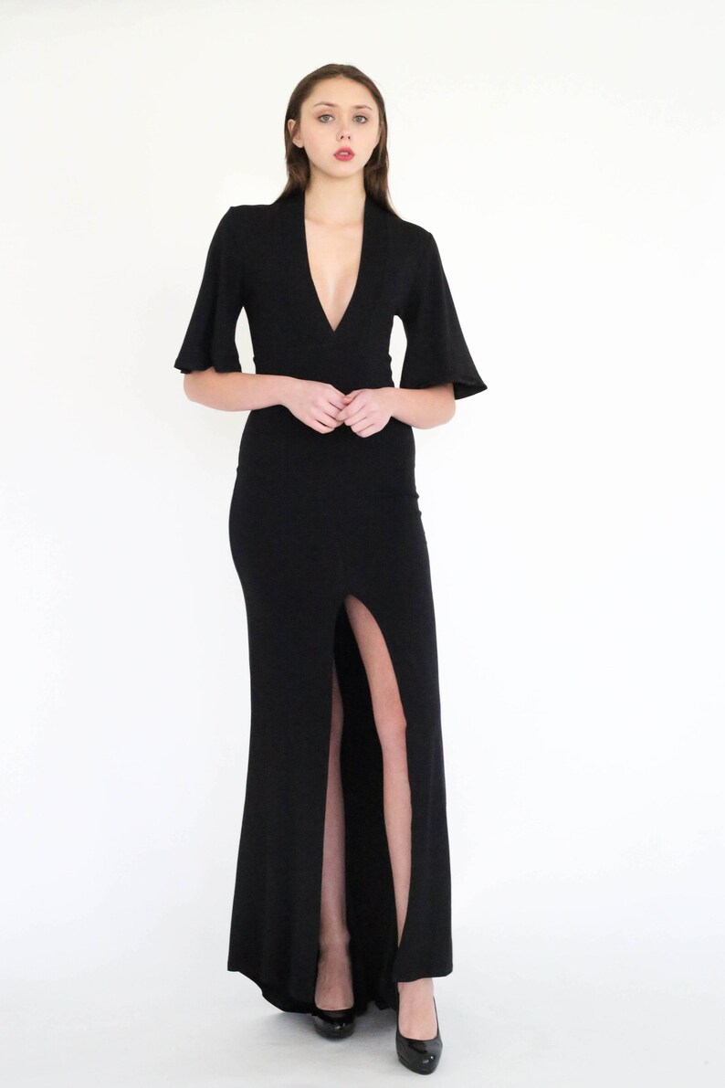 Trumane deep V and high slit evening dress image 1