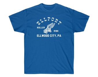 Ellport Roller Rink, Ellwood City, Pennsylvania, PA, Roller Skating, Vintage Retro Style T-shirt, Unisex Ultra Cotton WHITE script