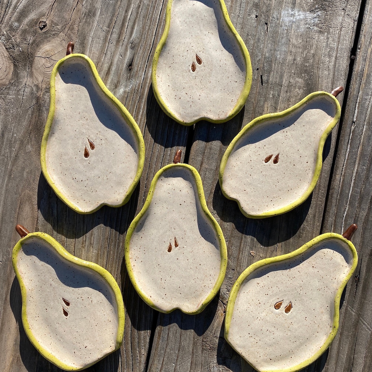 Ceramic Spoon Rest Pear Fruit Cute Kitch Kitchen Handmade USA Unique Gift Dish Small Plate Woman Owned Green Beige Speckled Girly Home - Etsy