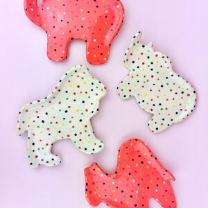 Spoon Rest Ceramic Circus Animal Cookie Pink White Polka Dot Elephant Camel Rhino Lion Plate Small Plate Trinket Dish Quirky Decor 画像 6