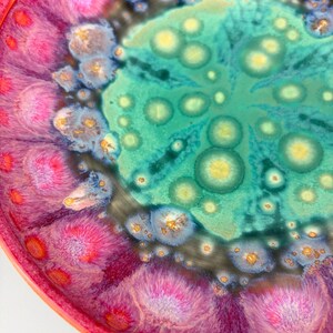 Ceramic Bowl Large Pink Blue Serving Bowl Salad Bowl Speckled Pottery Handmade image 9
