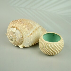 Ceramic Cup Tumbler Votive Carved Handmade Ocean Water Cup Drink Unique Gift Pottery Candle holder image 2