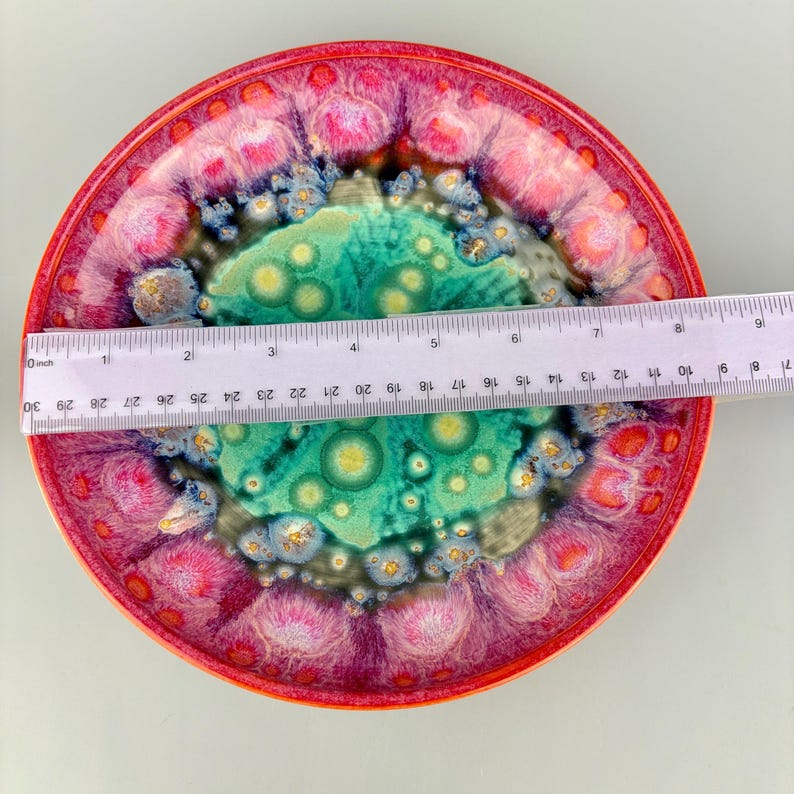Ceramic Bowl Large Pink Blue Serving Bowl Salad Bowl Speckled Pottery Handmade image 10