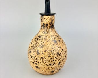 Small Ceramic Olive Oil pourer bottle Dispenser Speckled Rustic Kitchen Decor pottery cruet 8 oz
