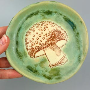 Handmade Ceramic Mushroom Spoon Rest green Trinket Dish