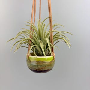 Handmade ceramic mini hanging planter blue pot air plant ornament