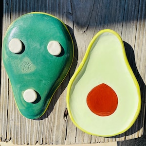 Handmade Ceramic Avocado Spoon Rest: Quirky Kitchen Decor