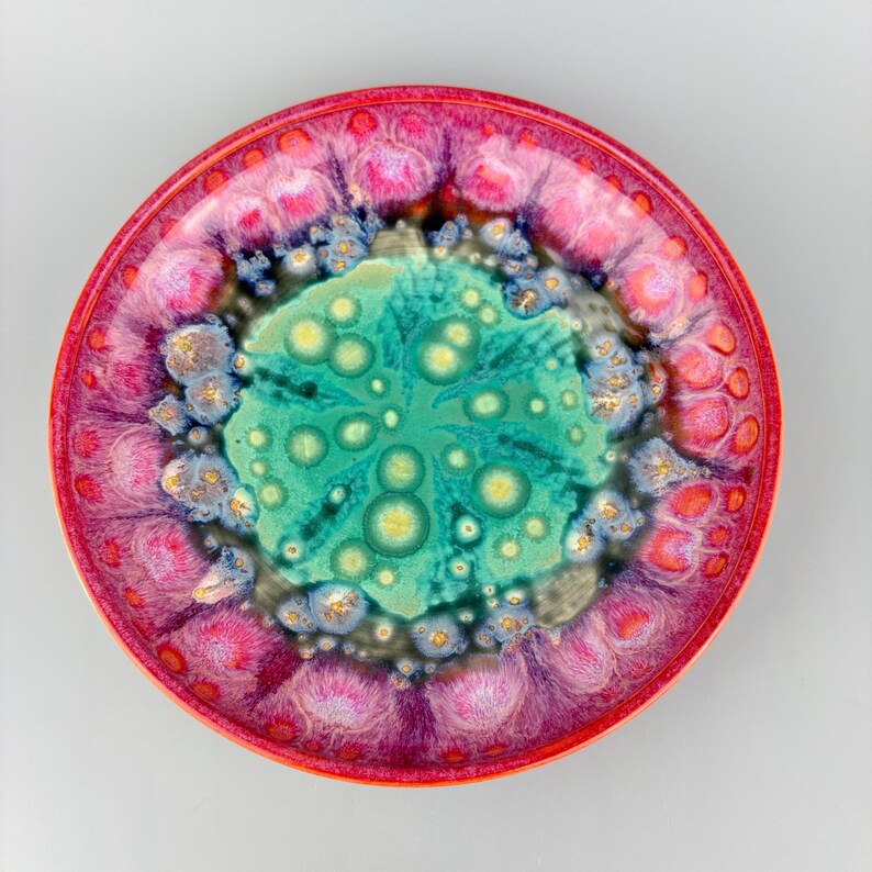 Ceramic Bowl Large Pink Blue Serving Bowl Salad Bowl Speckled Pottery Handmade image 8