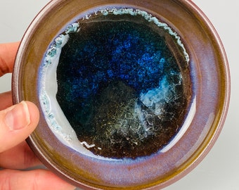 Handgemachte Keramik Ring Schale Glas Roter Ton einzigartiges Geschenk Ozean USA Frau im Besitz von kleinen Unternehmen